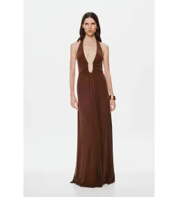 Misha The Jennifer Cupro Dress in Brown Size 8 for rent on The Volte - image 1