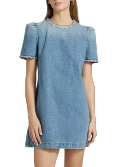 Zimmermann Crush Embellished Denim Mini Dress Blue Moon Size 0 / AU 8 for rent on The Volte - image 4