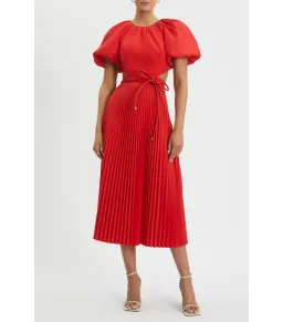 Rebecca Vallance Puff Sleeve Open Back Dress Red Size AU 6 for rent on The Volte - image 1