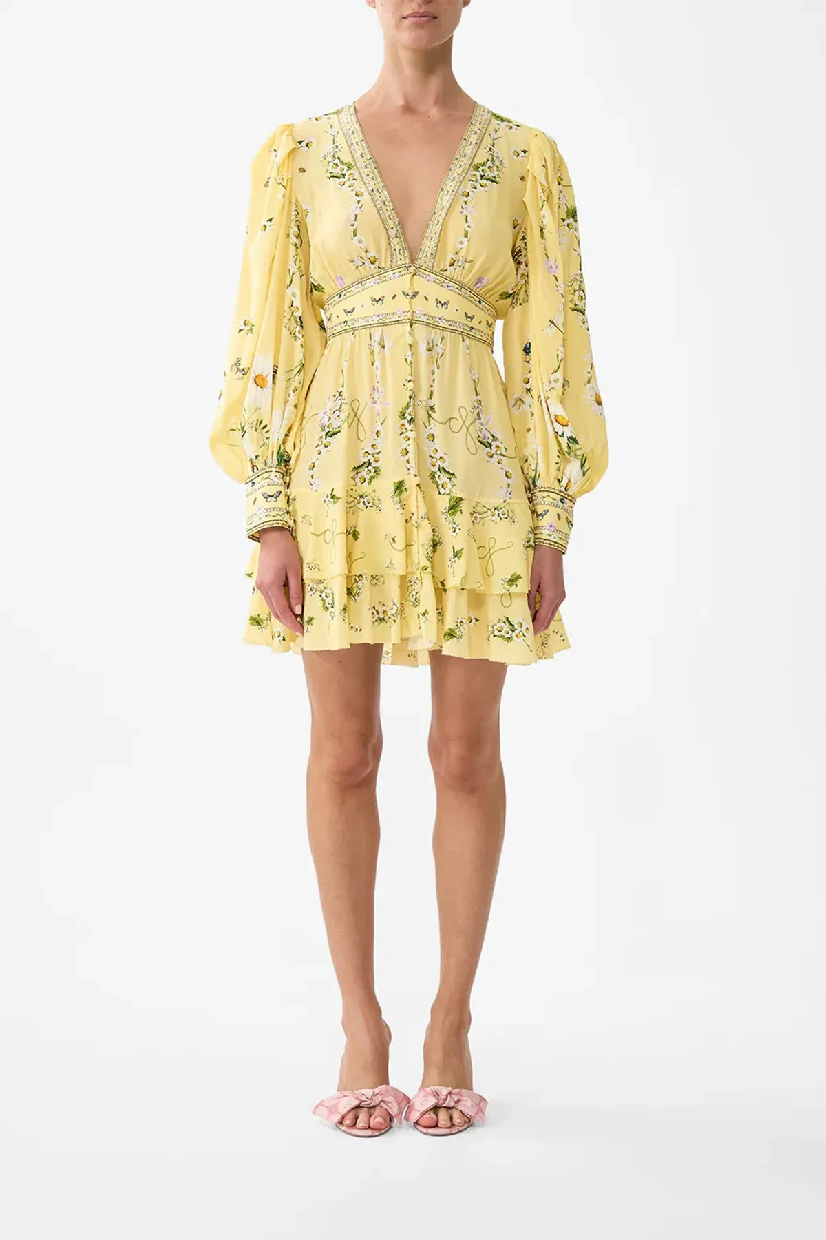 Camilla Button Front Frill Dress in Yellow Size XXL / AU 18 - Image 1