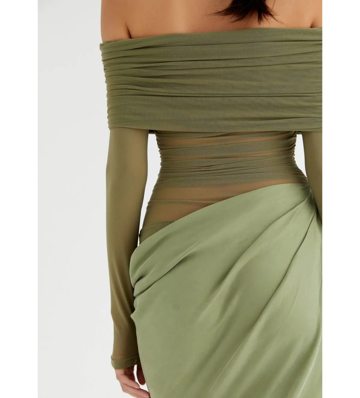 Benni Yasmin Off Shoulder Maxi in Pistachio Size 12 - Image 4