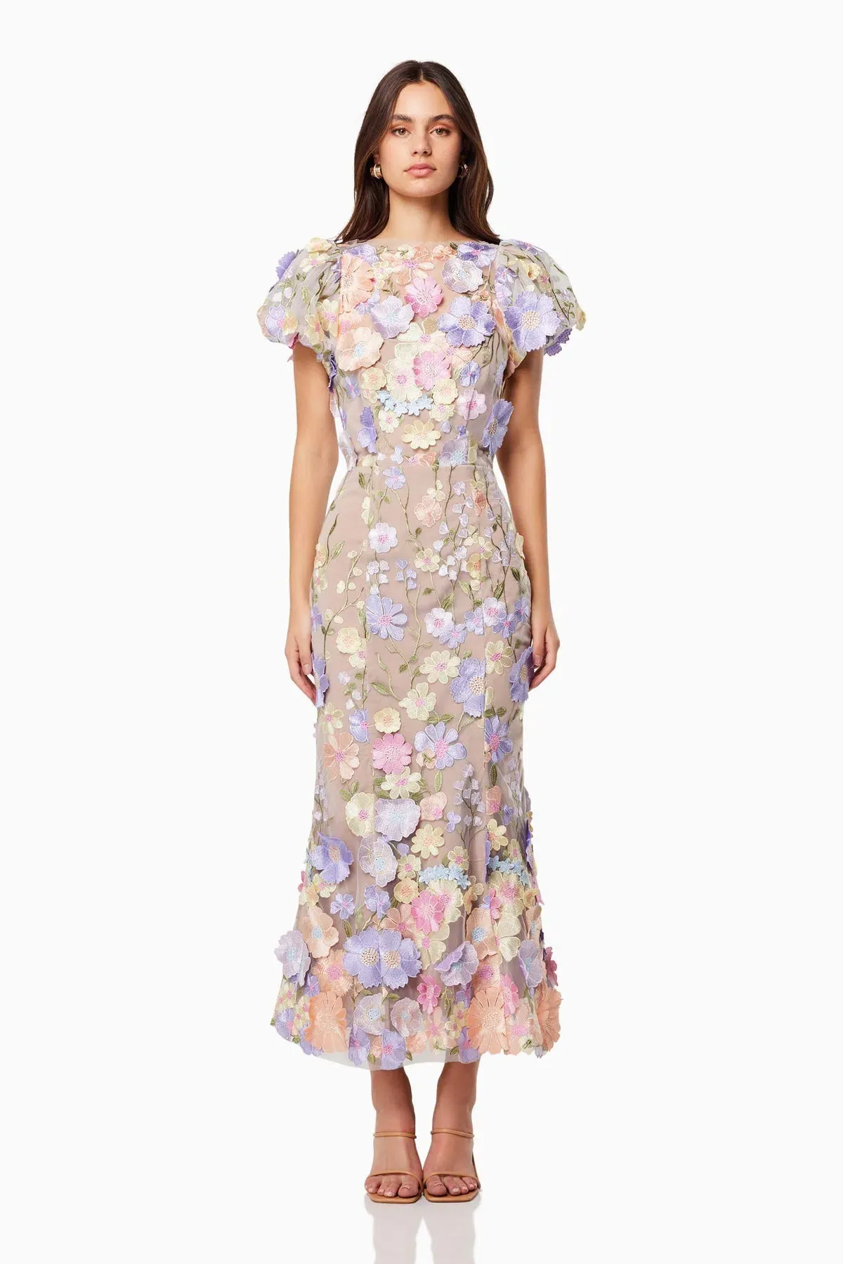 Elliatt Astraea 3D Lace Maxi Dress Pastel Size AU 12 - Image 2