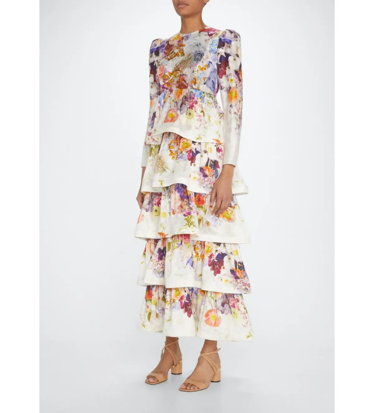 Zimmermann Prima Tiered Floral Midi Dress Multi Size 2 / AU 12 - Image 1