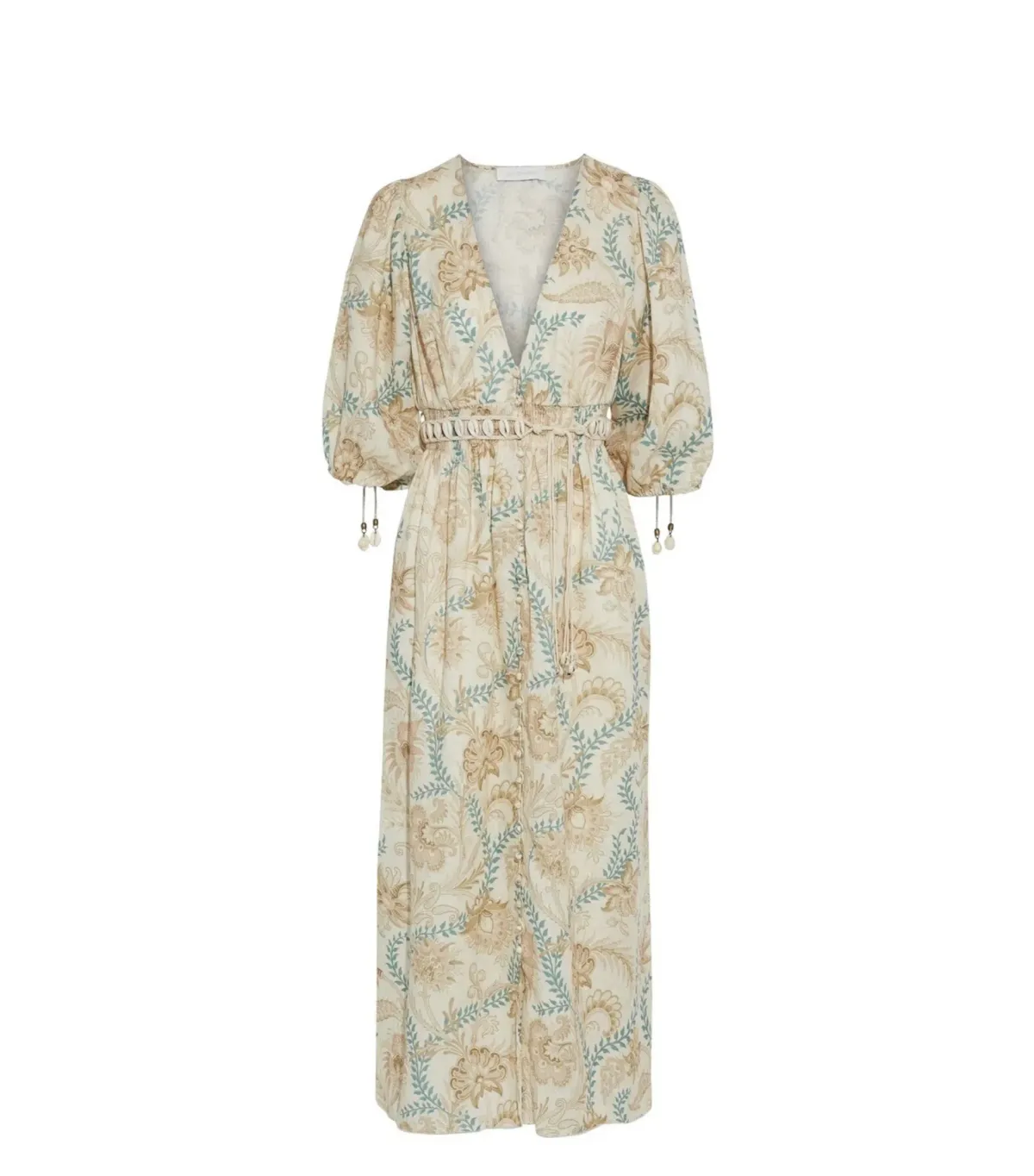 Zimmermann Veneto Floral Shirred Waist Midi Dress Print Size 0 / Size AU 8   - Image 4