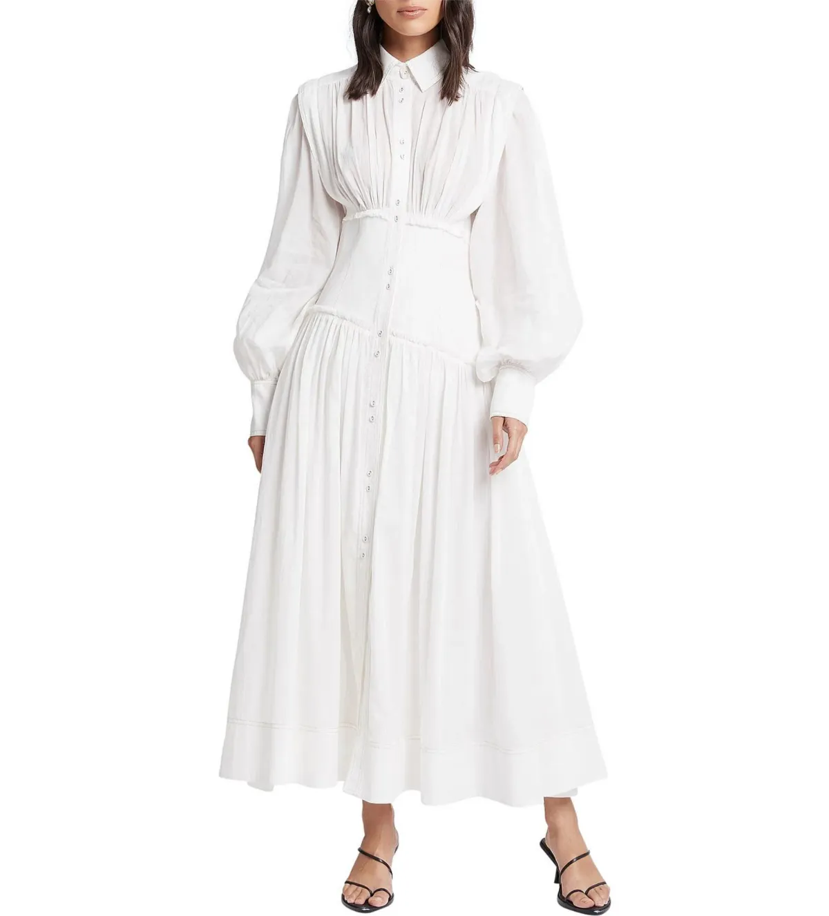 Aje Utopia Long Sleeve Maxi Dress White Size 8 - Image 1
