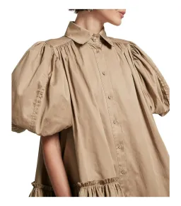 Aje Ambience Puff Sleeve Mini Dress Mocha Size AU 10 for rent on The Volte - image 3