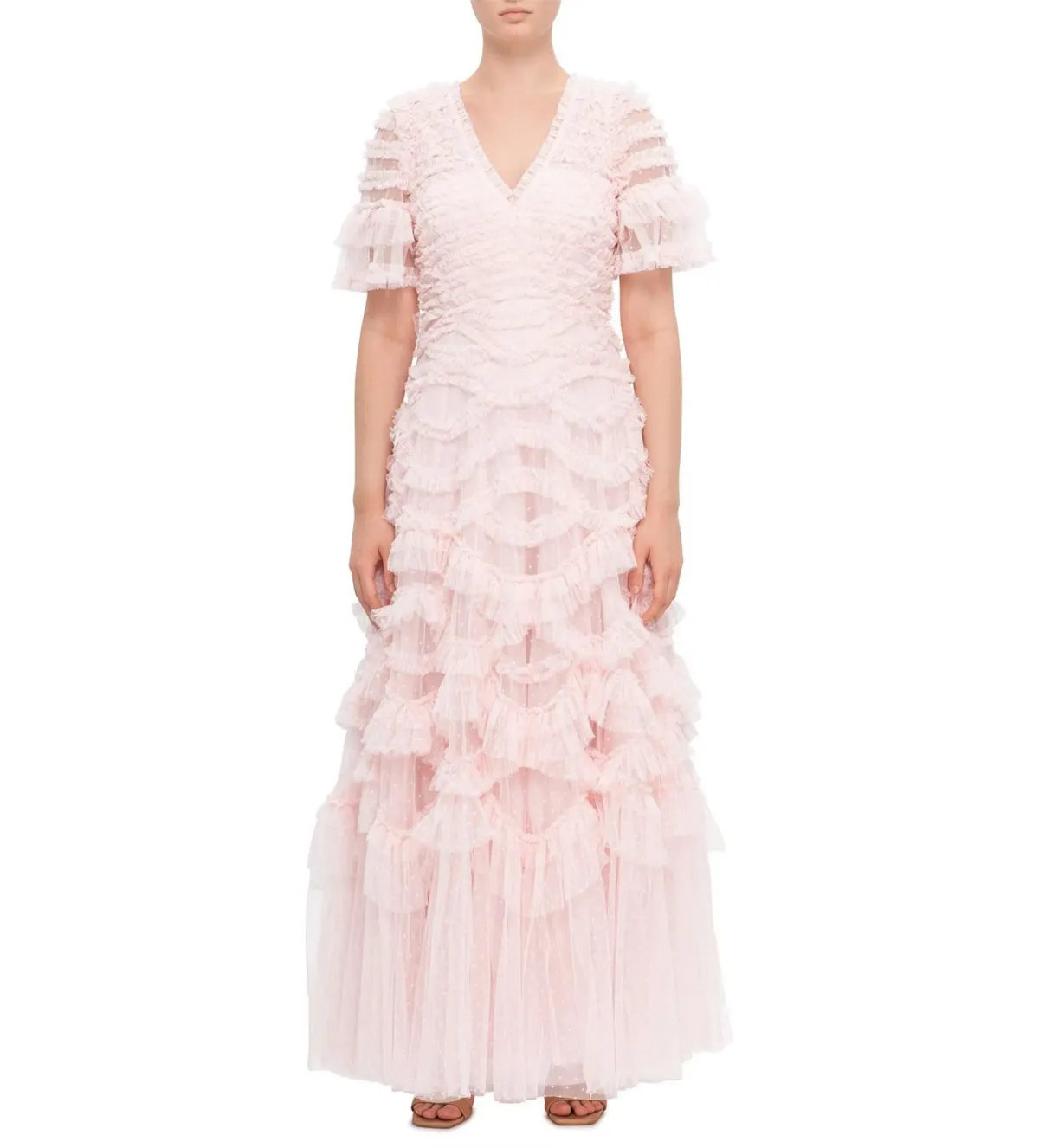 Needle & Thread Phoenix V-neck Gown Pink Size AU8 - Image 1