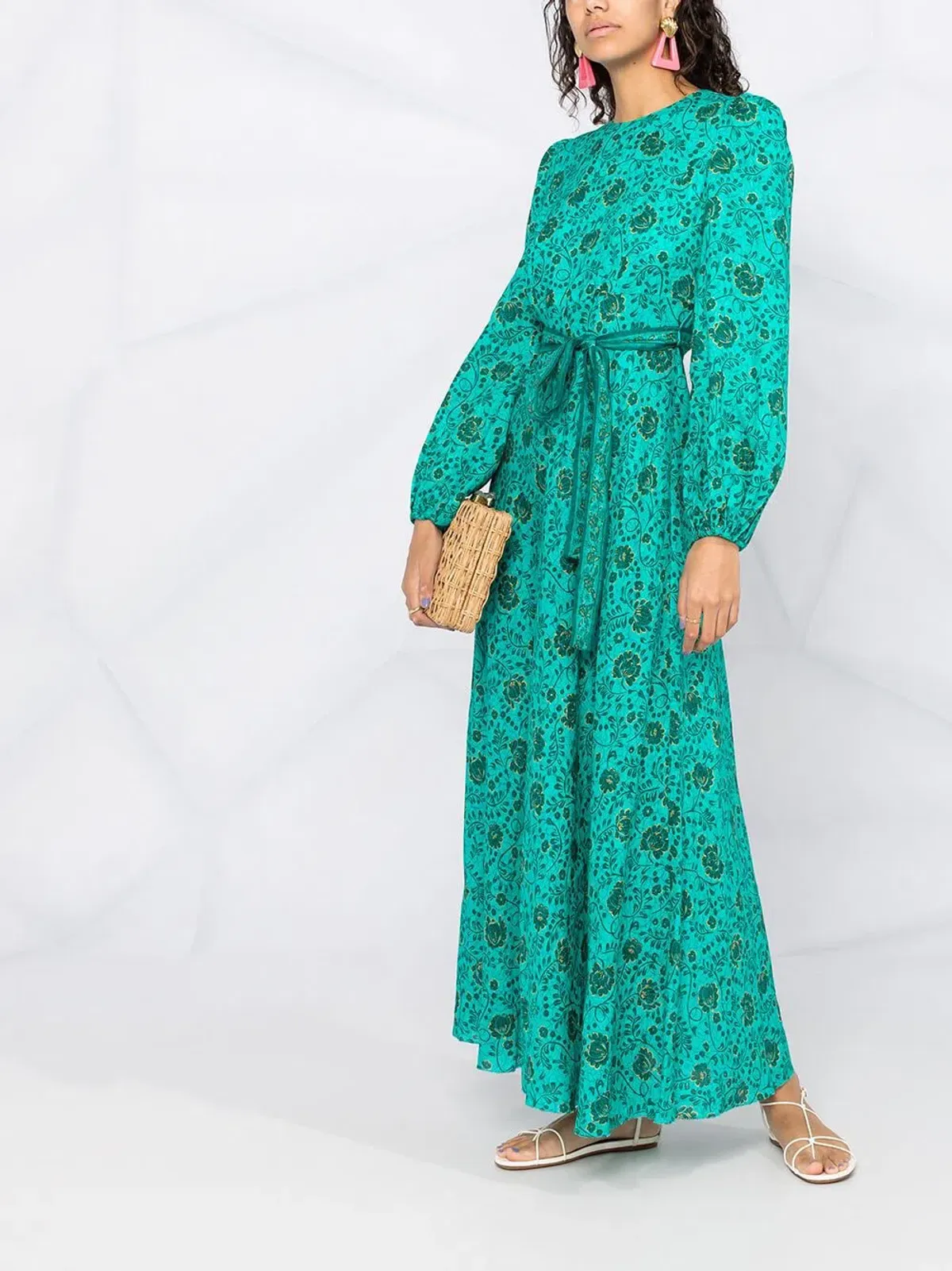 Zimmermann Lulu High Neck Midi Dress Jade Floral Size 3/AU 14 - Image 1