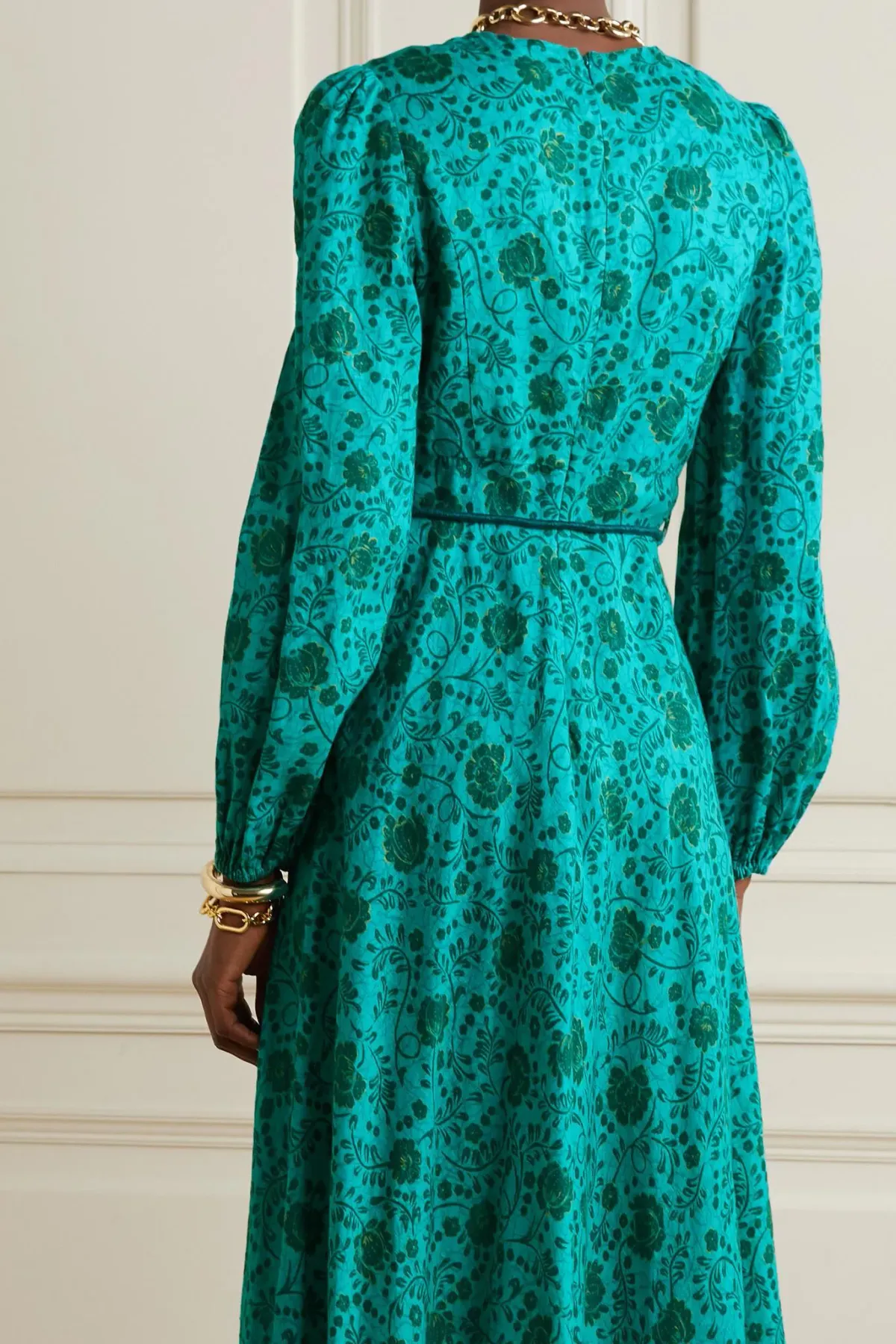 Zimmermann Lulu High Neck Midi Dress Jade Floral Size 3/AU 14 - Image 2