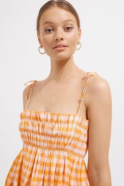 Steele - Sierra Dress - Papaya Check - Size 10 for rent on The Volte - image 3