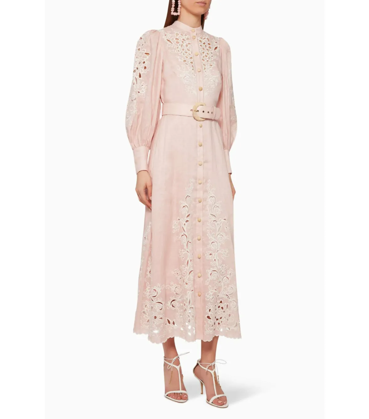 Zimmermann Freja Broderie Anglaise-linen Shirt Dress in Pink Size 0 / AU 8  - Image 1