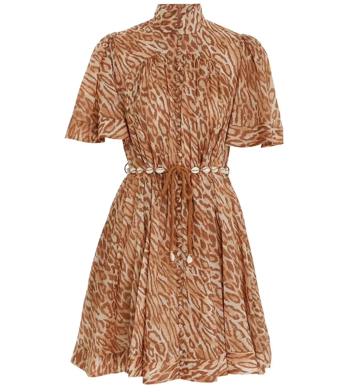 Zimmermann Tropicana Flutter Sleeve Mini Dress in Leopard Size 3/AU 14 - Image 2
