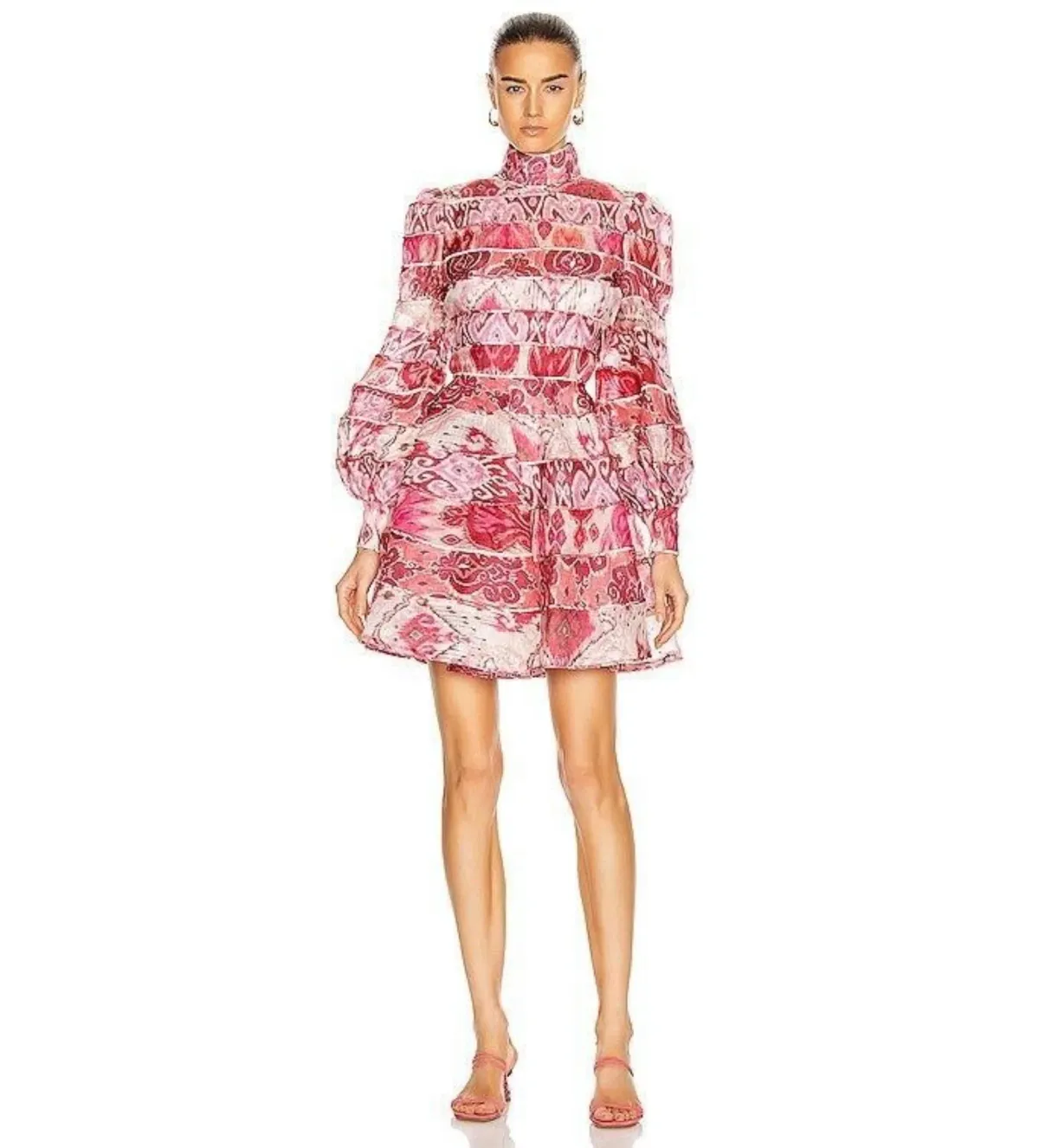 Zimmermann Wavelength Spliced Mini Dress Pink Size 0/Au 8 - Image 1