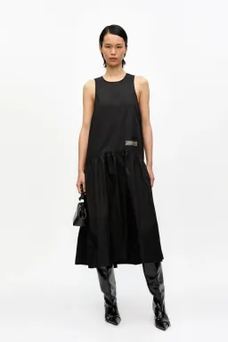 Ganni Duchesse Nylon Midi Dress Black Size 6  for rent on The Volte - image 1