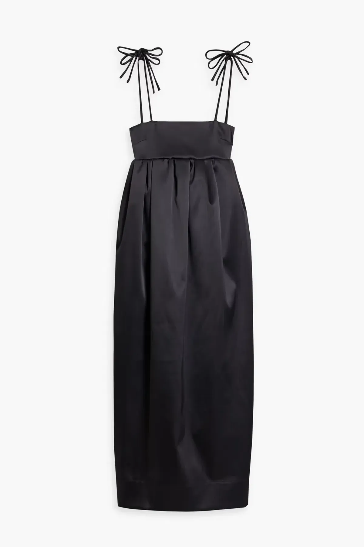 Ganni Gathered Satin Midi Dress Black Size AU 6 - Image 3