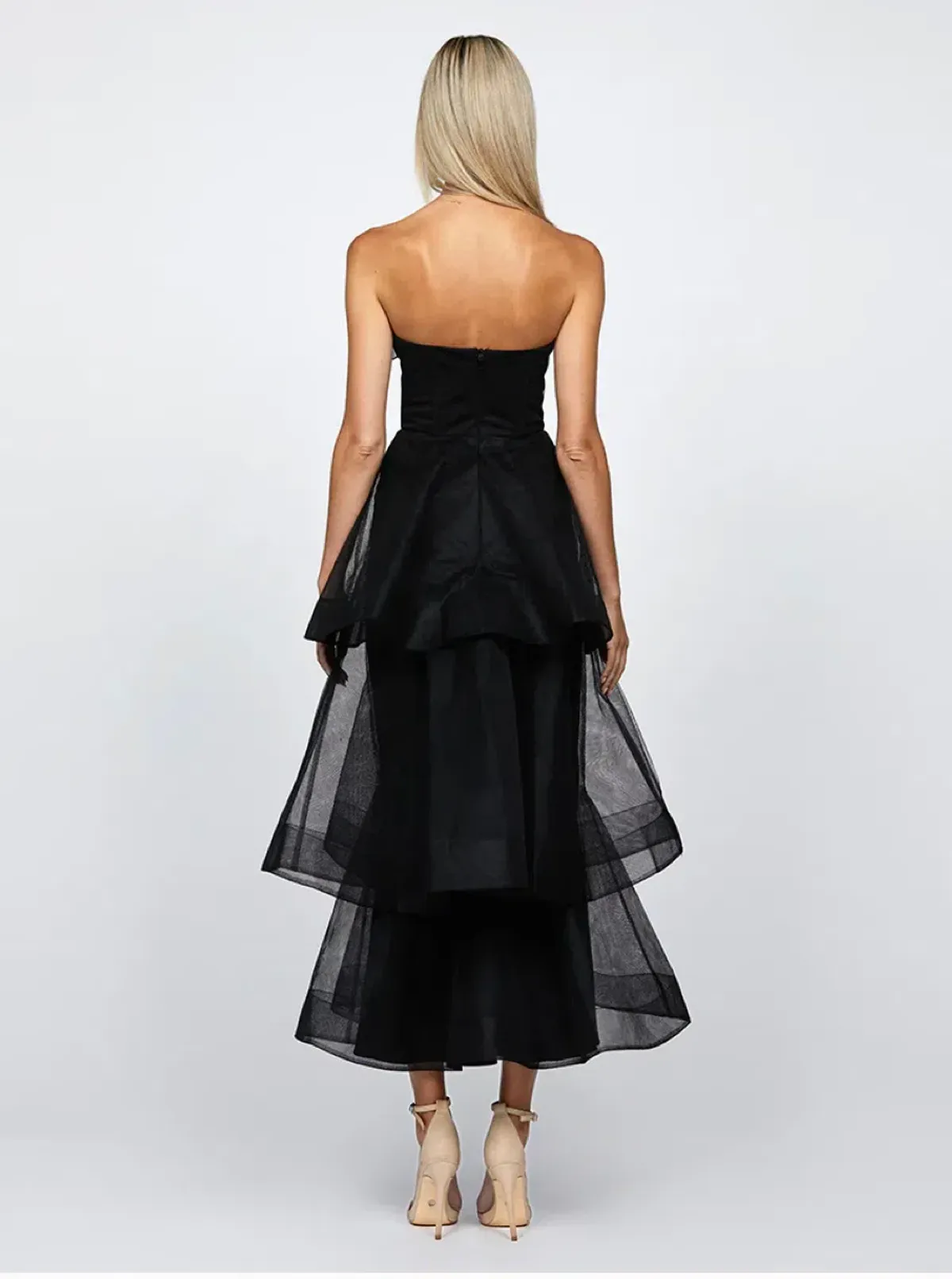 Barino Kascade Tiered Ruffle Midaxi Midi Black Size AU 10 - Image 4