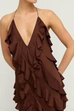 Anna October Reneta Ruffle Maxi Brown Size AU 10 for rent on The Volte - image 2