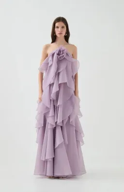 Aje Pandorea Layered Maxi Dress in Lilac Size 10 for rent on The Volte - image 3