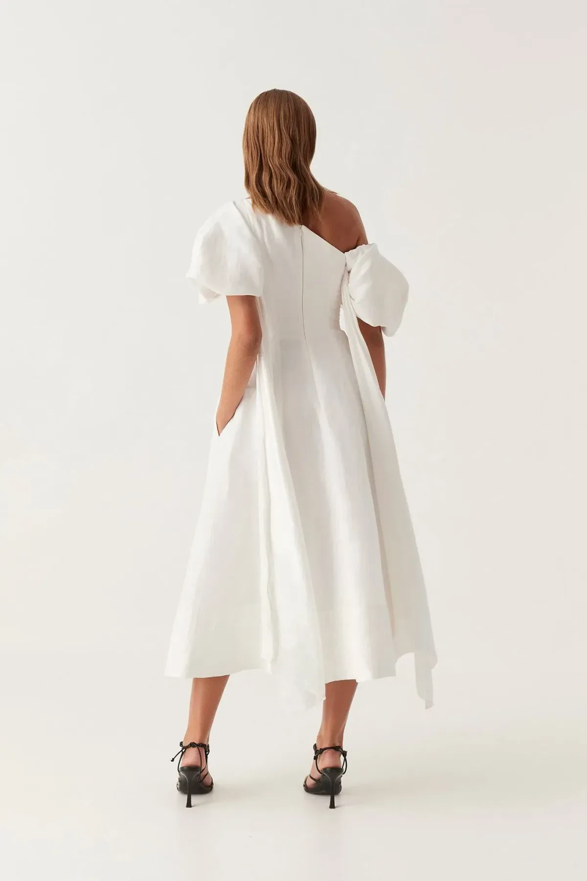 Aje Arista Tulip Sleeve Midi Dress Ivory Size AU 16 - Image 2