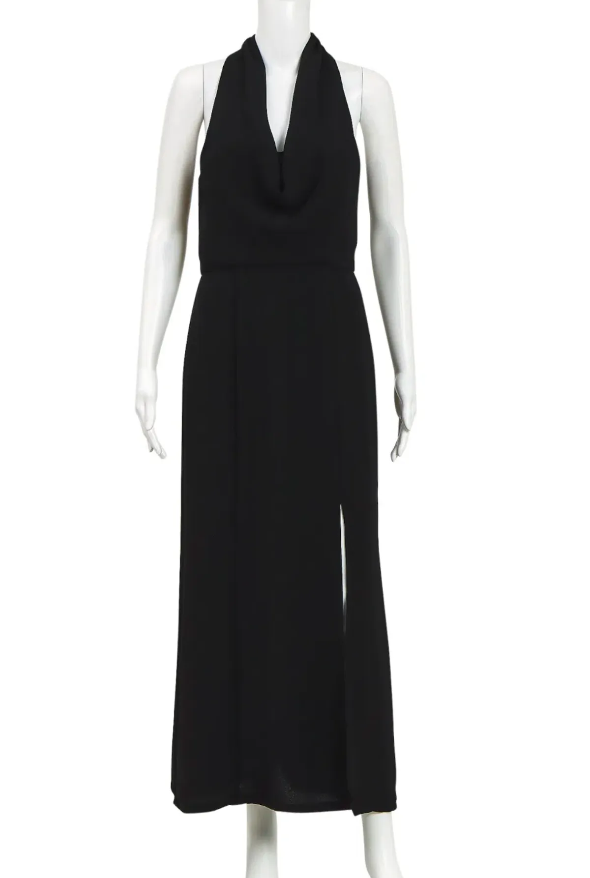 Rodeo Show Cowl Neck Front Split Gown Black Size 12 - Image 1