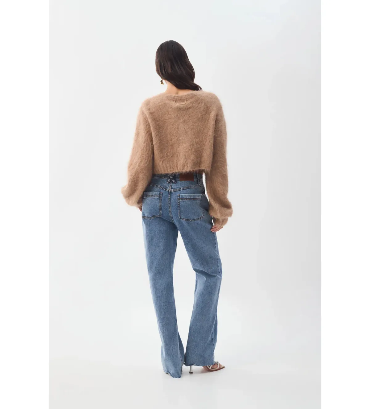Aje Celine Fluffy Cardigan in Camel S / AU 8 - Image 4