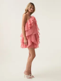 Aje Pandorea Layered Mini Dress Washed Coral Size 10 for rent on The Volte - image 2