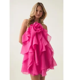 Aje Pandorea Layered Mini Dress Fuchsia Rose Size AU 12 for rent on The Volte - image 4