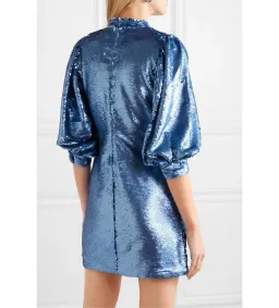 Ganni Forever Sequin Mini Dress in Blue Size 10 for rent on The Volte - image 3