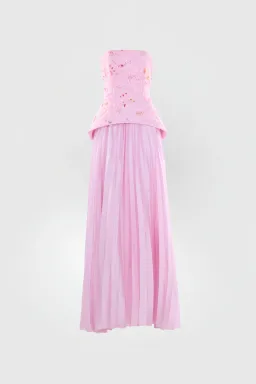 Justin Tong Cascade Pleated Gown Pink Size 12   for rent on The Volte - image 8