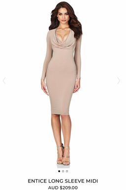 Nookie long sleeve drape midi Nude Size 6 for rent on The Volte - image 1