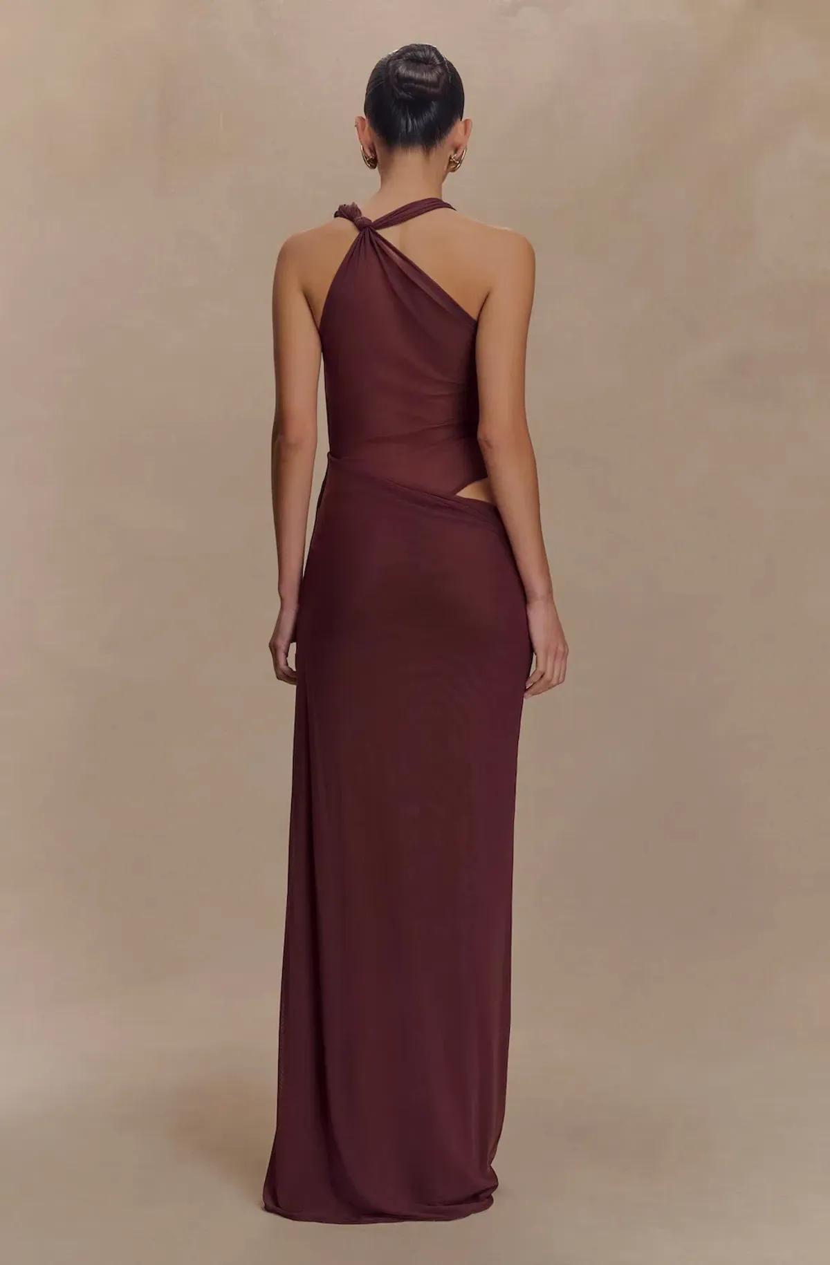 Meshki Edwina Knotted Mesh Maxi in Brown Size 8/S - Image 2