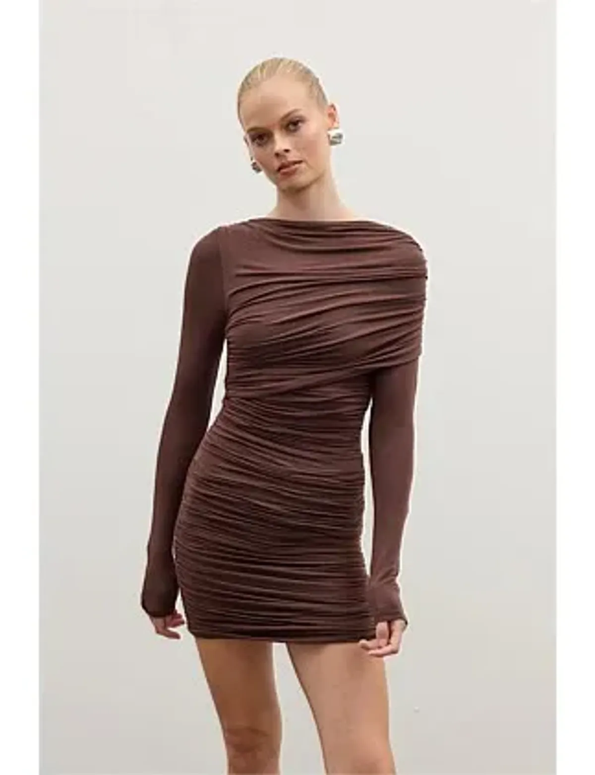 Bayse Kai Mini Dress in Chocolate Size S / AU 8 - Image 4