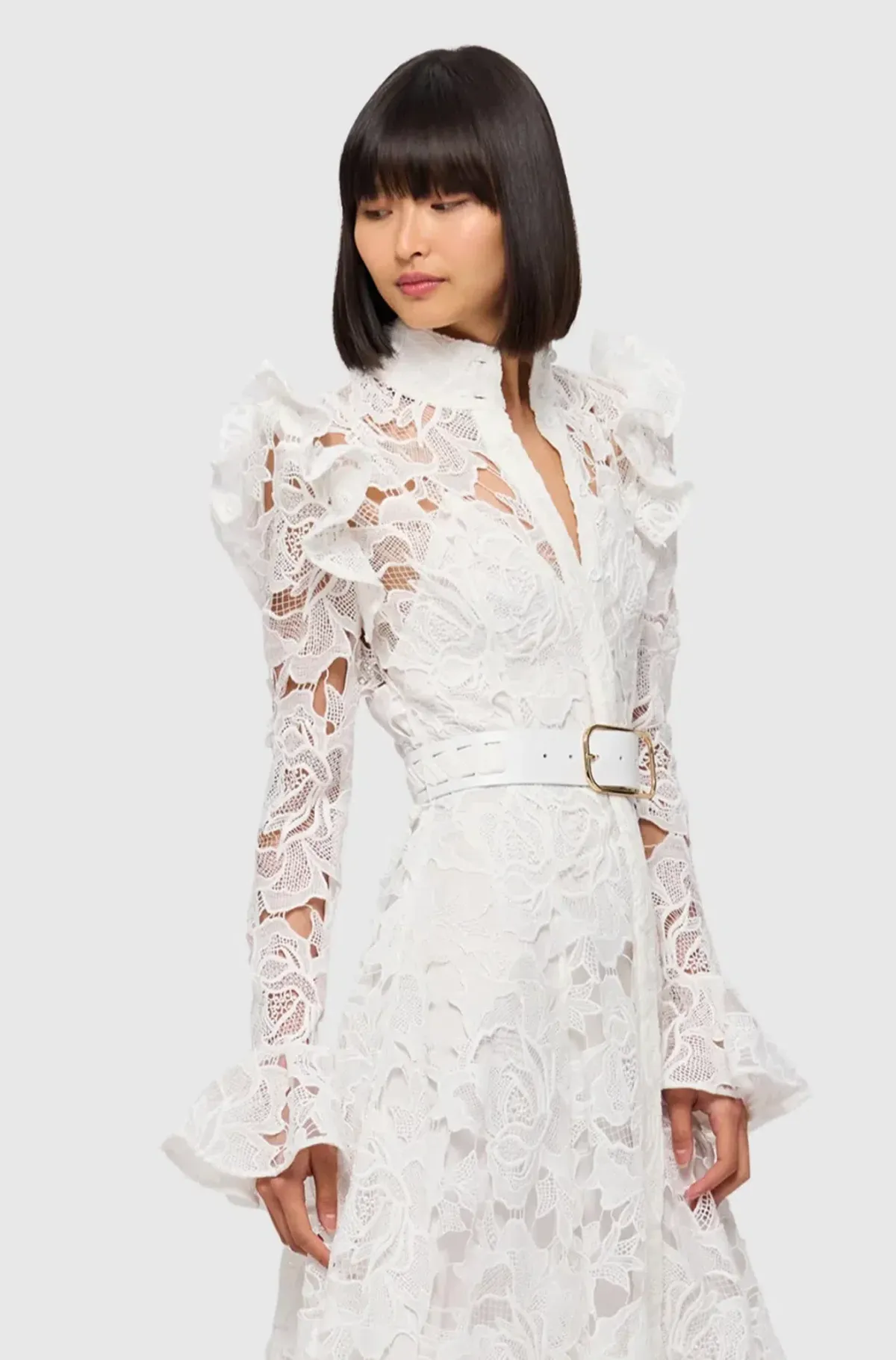 Leo Lin Leo Lin Aliyah Lace Butterfly Sleeve Midi Dress Snow Size AU 12 - Image 4