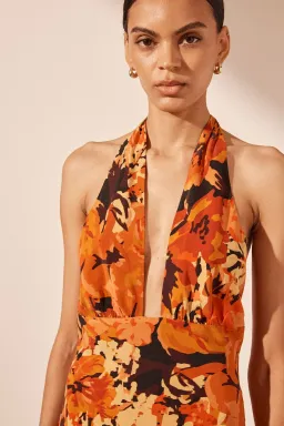Shona Joy Santos Silk Plunged Halter Mini Dress Size 8 for rent on The Volte - image 3