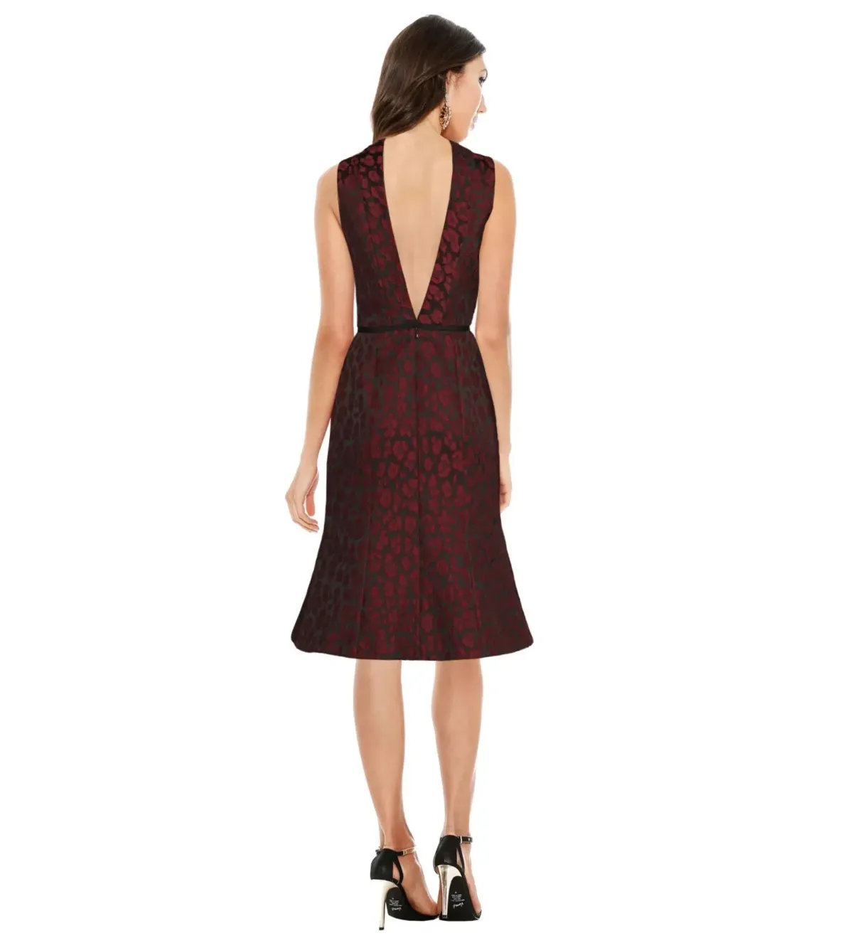Camilla and Marc Monochrome Knee-Length Dress Burgundy Print Size AU 12 - Image 2