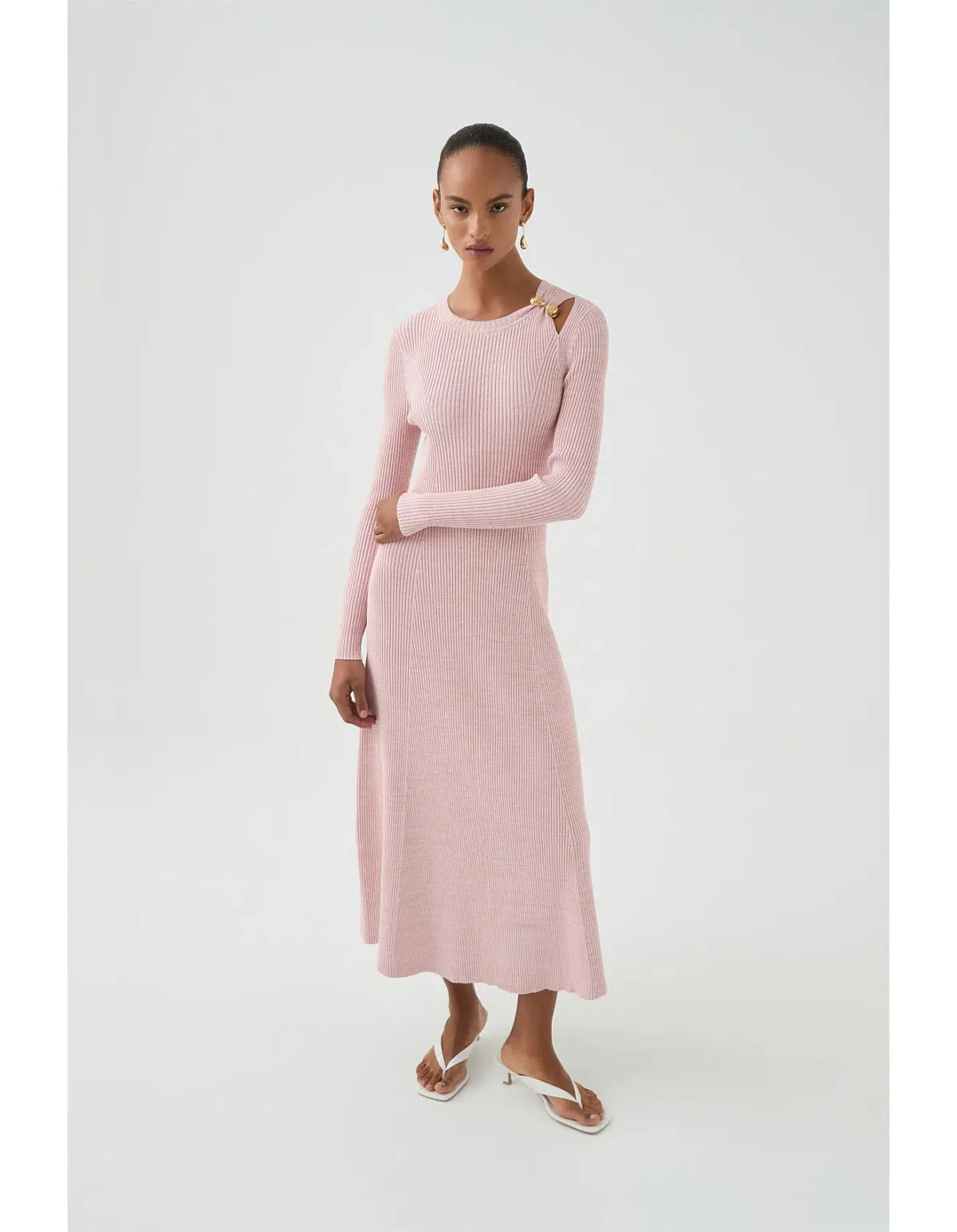 Aje Nina Knit Midi Dress Pink Marle Size M / AU 10 - Image 1