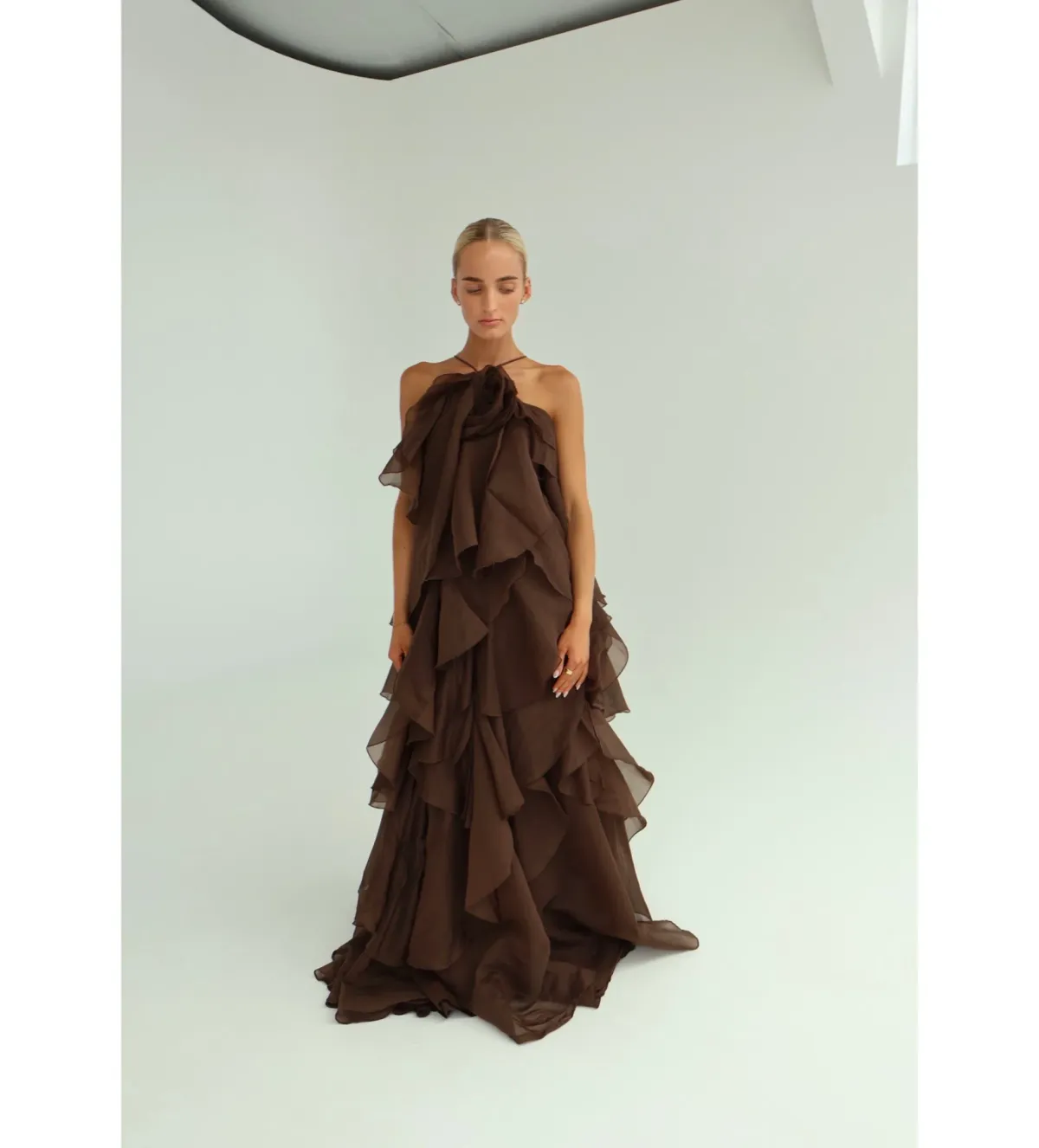 Aje Pandorea Layered Maxi Dress Carob Size 10 - Image 2