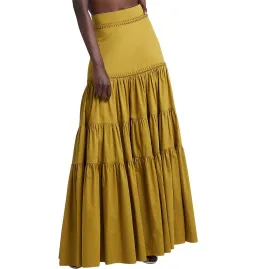 AJE Medina Casabianca Braided Tiered Skirt Yellow Size 16 for rent on The Volte - image 1
