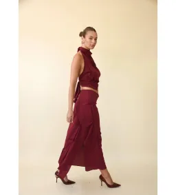 Koster Kulture Marbella Halter Top and Midi Skirt Set Wine Size M/AU 10 for rent on The Volte - image 2