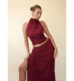 Koster Kulture Marbella Halter Top and Midi Skirt Set Wine Size M/AU 10 for rent on The Volte - image 4