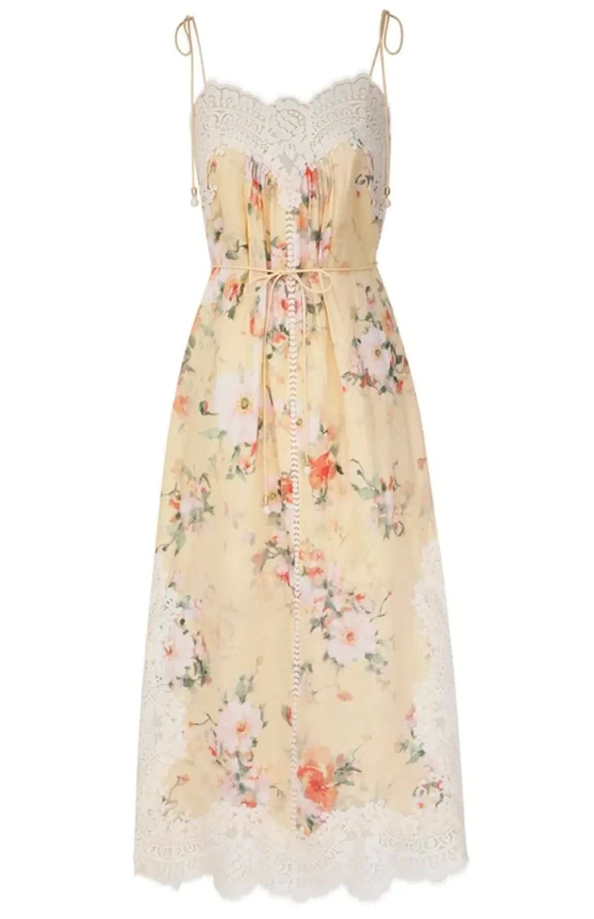 Zimmermann Everley Lace Trim Slip Midi Dress Floral Size AU 14 - Image 1