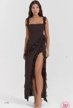 House of CB Ariela Espresso Ruffle Maxi Size AU 10 for rent on The Volte - image 1