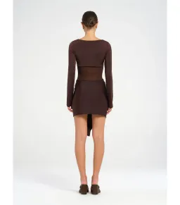 Benni Juni Mini Dress in Chocolate Size AU 8 for rent on The Volte - image 3