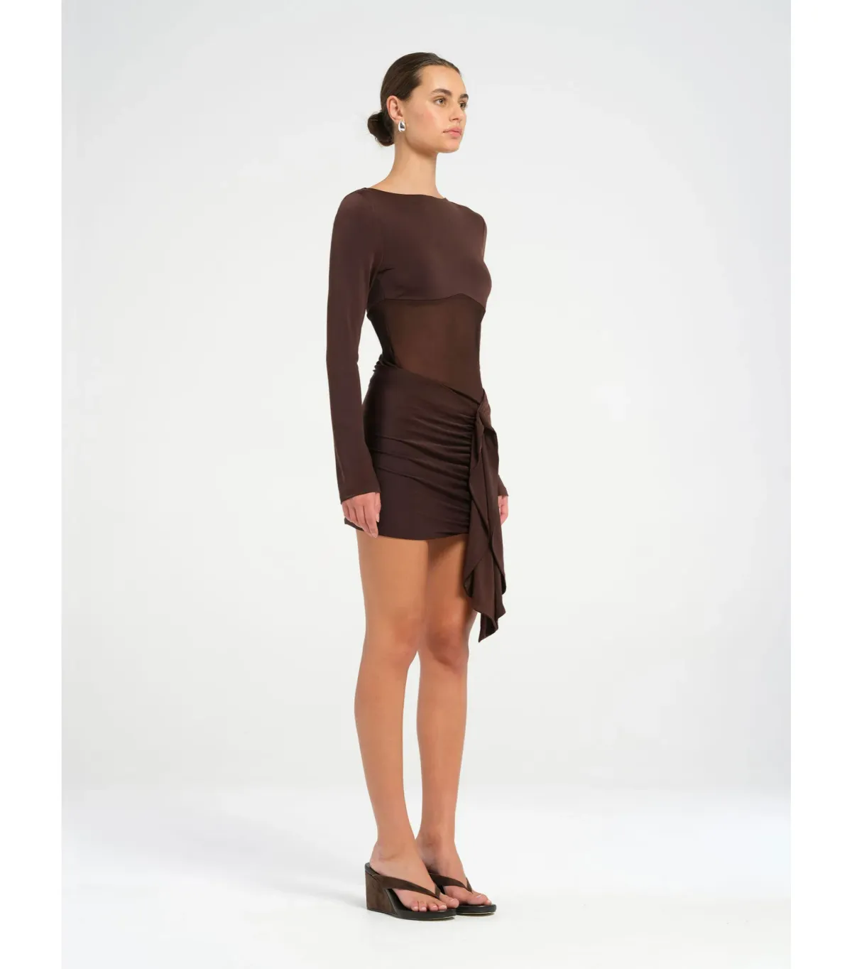 Benni Juni Mini Dress in Chocolate Size AU 8 - Image 2