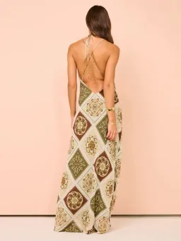 Hansen and Gretel Pagan Slip Dress Evergreen Tile Size AU 8 for rent on The Volte - image 2