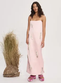 Alemais Cindy Embellished Slip Midi Dress Pink Size 6 for rent on The Volte - image 1