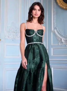 V Chapman Lucetta Dress in Emerald Baroque Floral Size 8 for rent on The Volte - image 3