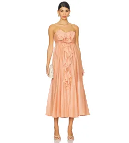 Zimmermann Acacia Ruffle Tan Maxi Dress Size AU 10 for rent on The Volte - image 1