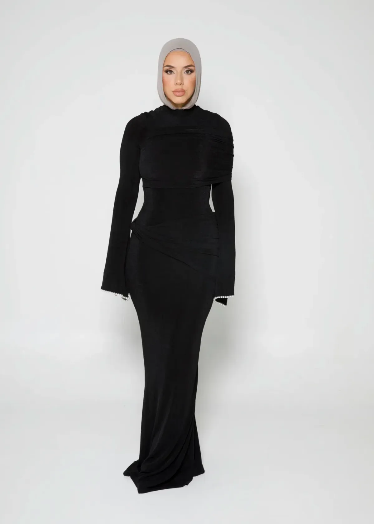 Alaía Muse Luna Pearl Sleeve Maxi Dress Black Size S / AU 8 - Image 5