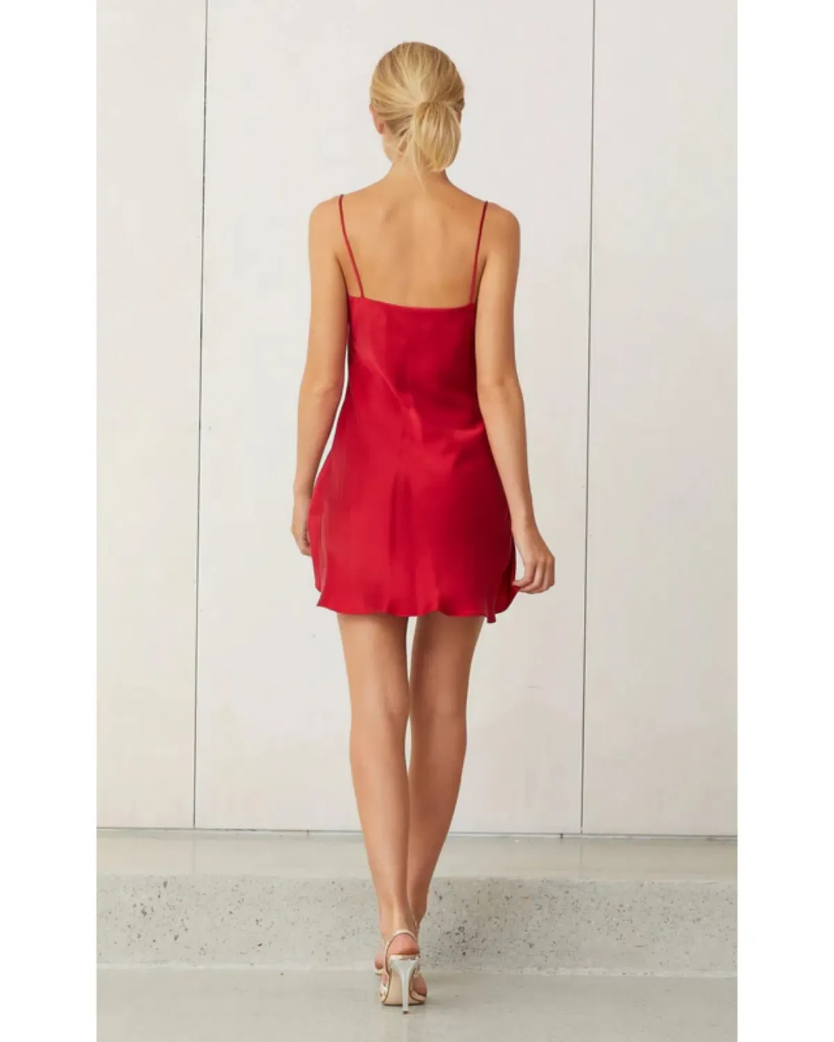 Bec & Bridge Classic Silk Mini Dress Crimson Size AU 8 - Image 2
